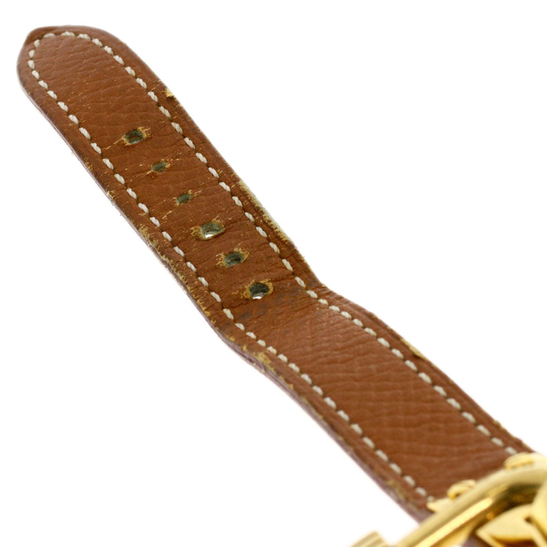 HERMES Watches Quartz Gold Plated, Leather gold Kelly watch gold dial Women Used Authentic