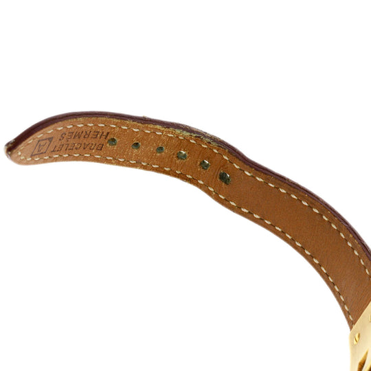 HERMES Watches Quartz Gold Plated, Leather gold Kelly watch gold dial Women Used Authentic