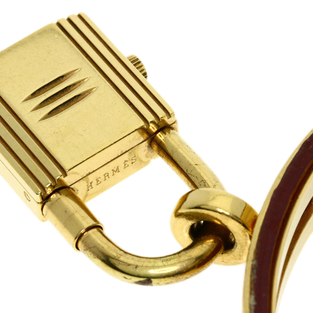 HERMES Watches Quartz Gold Plated, Leather gold Kelly watch gold dial Women Used Authentic