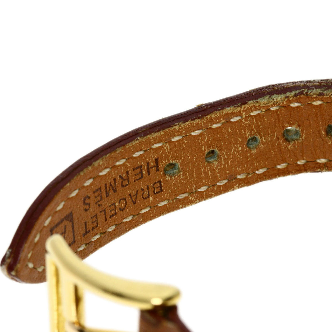 HERMES Watches Quartz Gold Plated, Leather gold Kelly watch gold dial Women Used Authentic