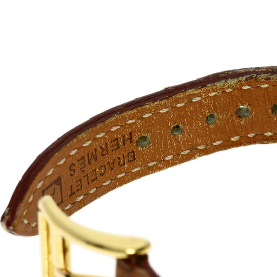 HERMES Watches Quartz Gold Plated, Leather gold Kelly watch gold dial Women Used Authentic