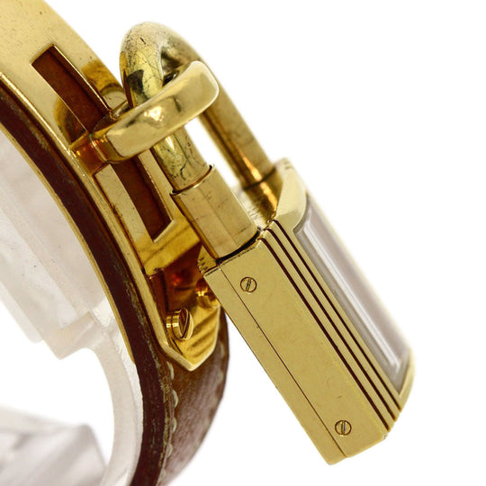 HERMES Watches Quartz Gold Plated, Leather gold Kelly watch gold dial Women Used Authentic