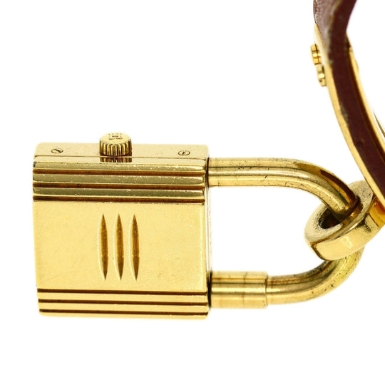 HERMES Watches Quartz Gold Plated, Leather gold Kelly watch gold dial Women Used Authentic