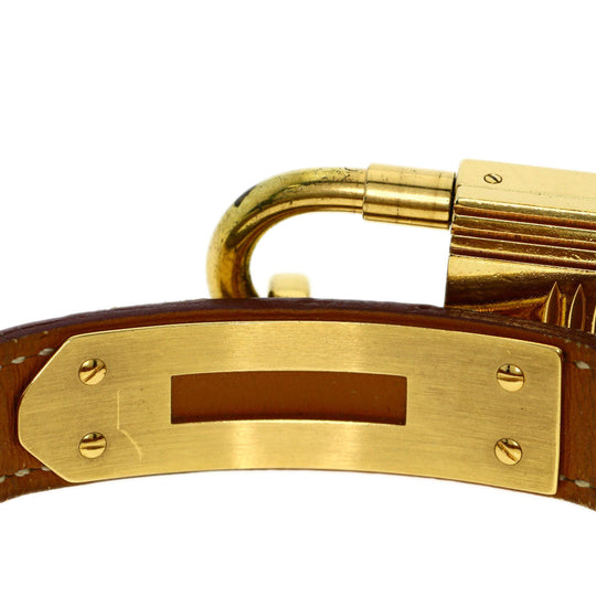 HERMES Watches Quartz Gold Plated, Leather gold Kelly watch gold dial Women Used Authentic