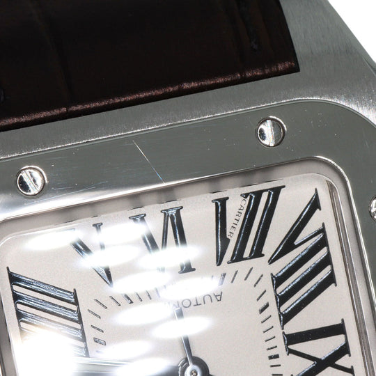 CARTIER Watches Mechanical Automatic W20106X8 Stainless Steel, Leather Silver Santos 100MM Silver dial mens Used Authentic