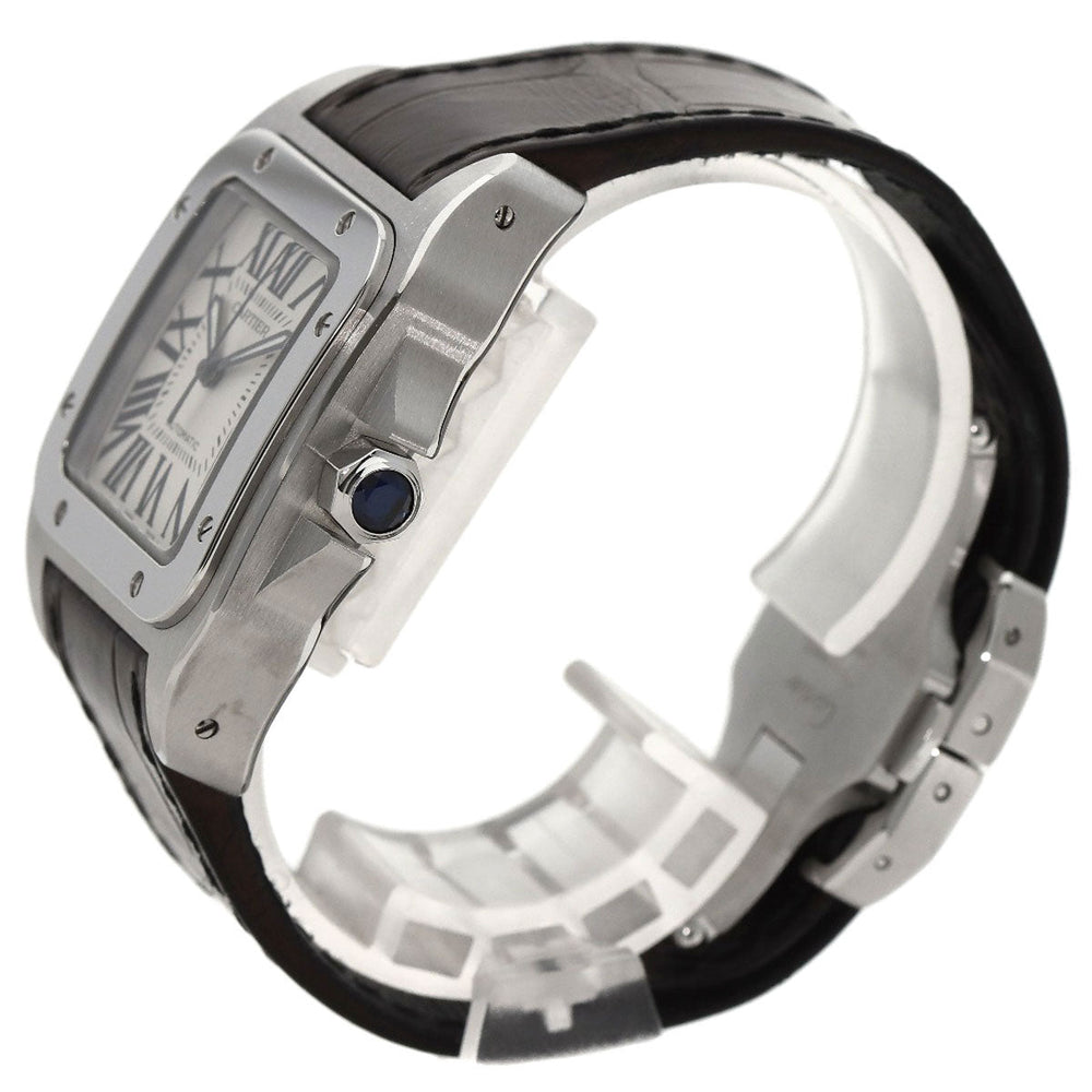 CARTIER Watches Mechanical Automatic W20106X8 Stainless Steel, Leather Silver Santos 100MM Silver dial mens Used Authentic
