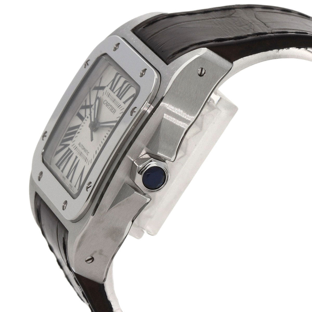 CARTIER Watches Mechanical Automatic W20106X8 Stainless Steel, Leather Silver Santos 100MM Silver dial mens Used Authentic