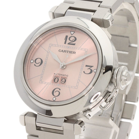 CARTIER Watches Mechanical Automatic W31058M7 Stainless Steel , Stainless Steel Silver Pasha C Big Date pink dial mens Used Authentic