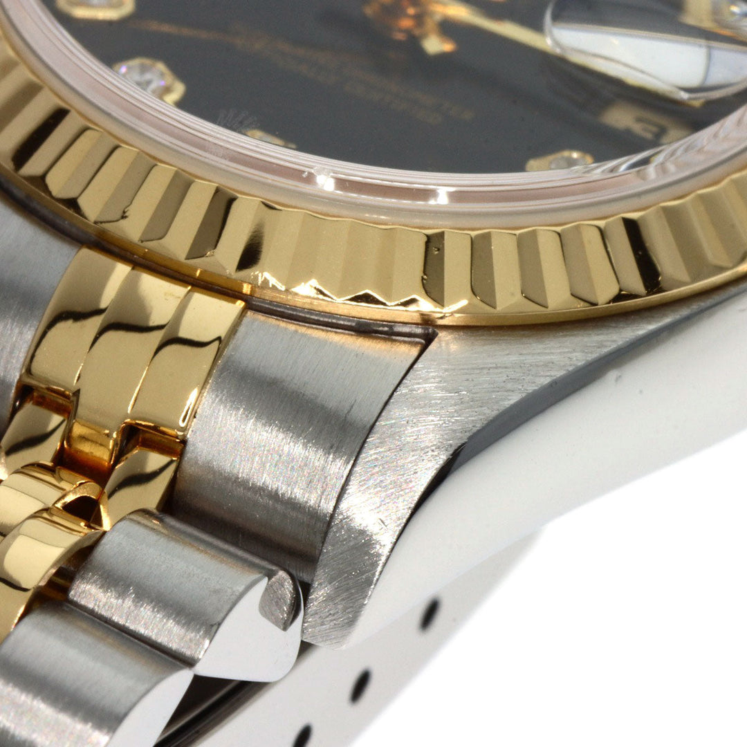 ROLEX Watches Mechanical Automatic 79173G Stainless Steel , SSxK18YG gold Datejust 10P Diamond black dial Women Used Authentic