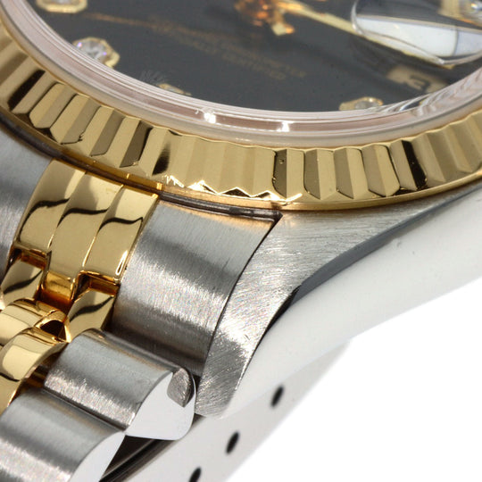 ROLEX Watches Mechanical Automatic 79173G Stainless Steel , SSxK18YG gold Datejust 10P Diamond black dial Women Used Authentic