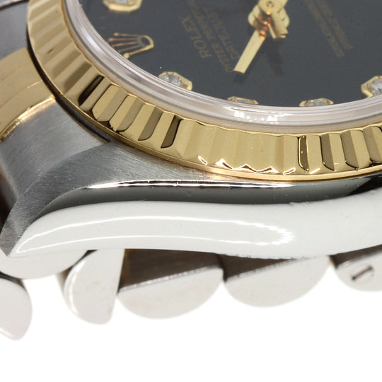 ROLEX Watches Mechanical Automatic 79173G Stainless Steel , SSxK18YG gold Datejust 10P Diamond black dial Women Used Authentic