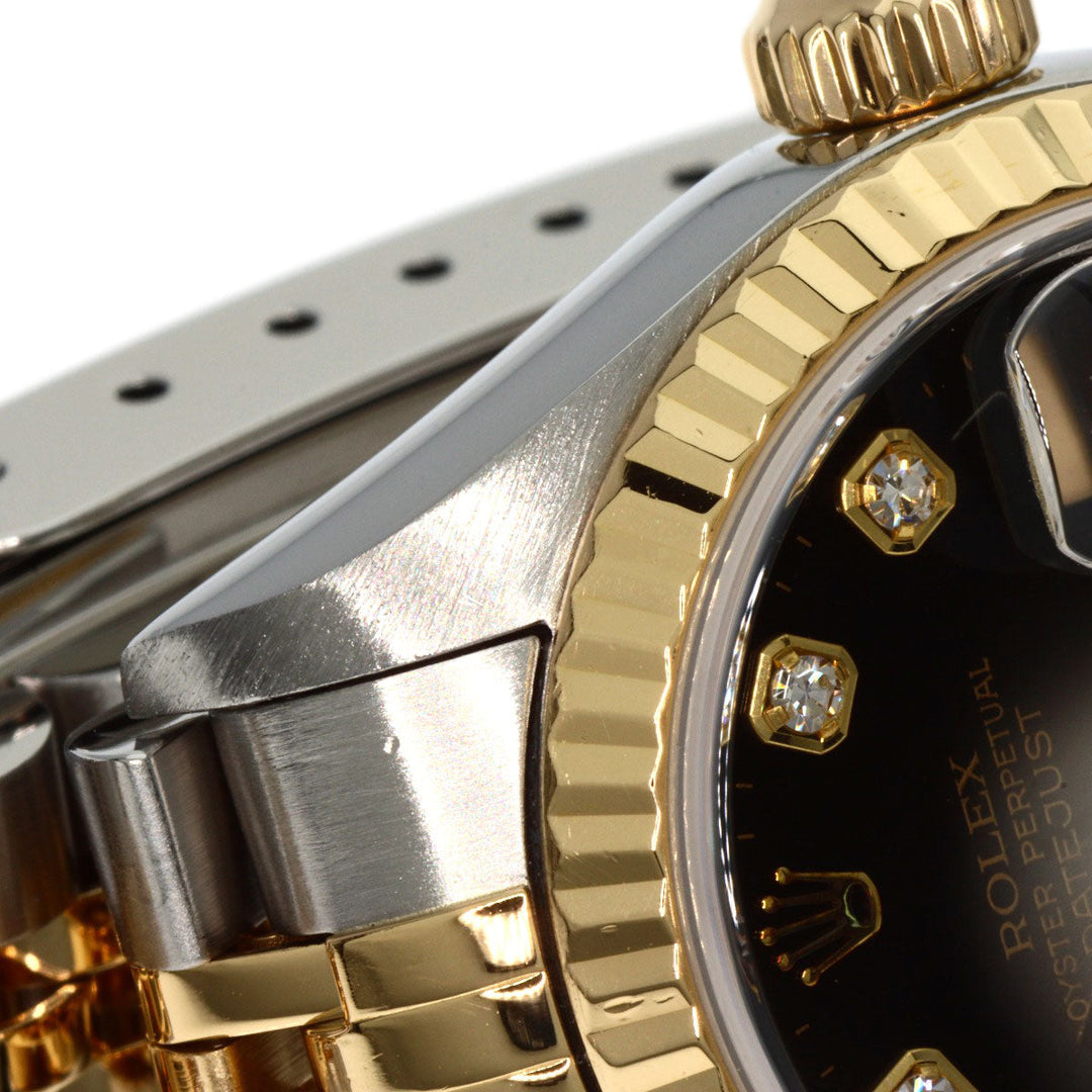 ROLEX Watches Mechanical Automatic 79173G Stainless Steel , SSxK18YG gold Datejust 10P Diamond black dial Women Used Authentic