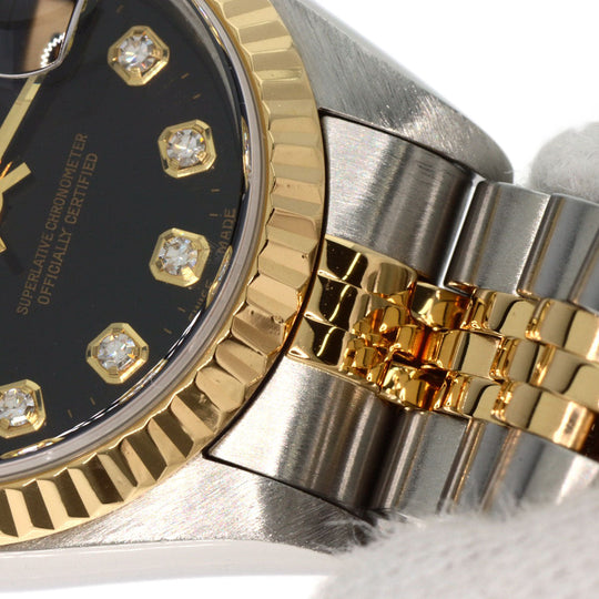 ROLEX Watches Mechanical Automatic 79173G Stainless Steel , SSxK18YG gold Datejust 10P Diamond black dial Women Used Authentic