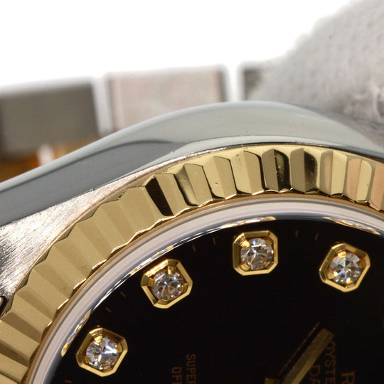 ROLEX Watches Mechanical Automatic 79173G Stainless Steel , SSxK18YG gold Datejust 10P Diamond black dial Women Used Authentic