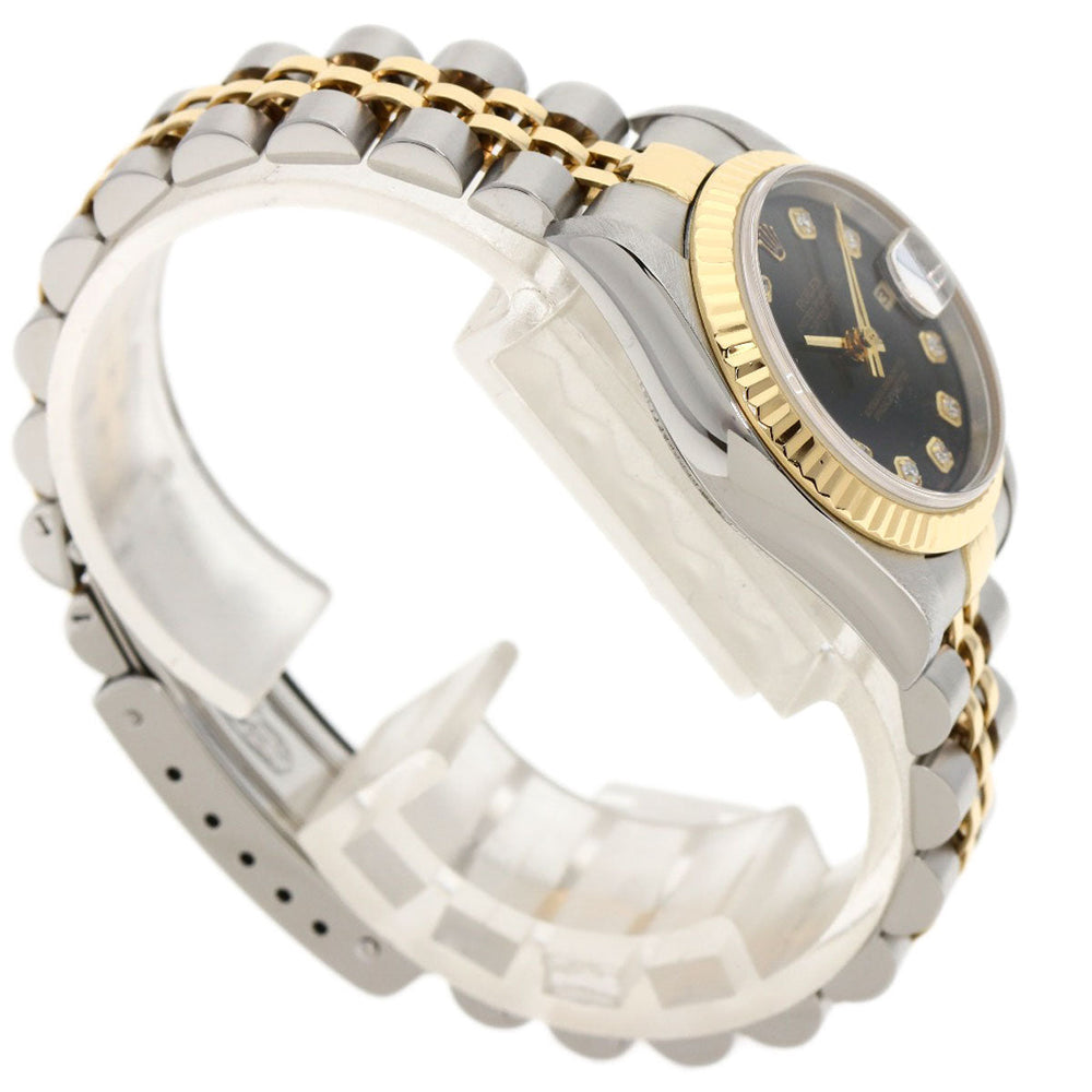 ROLEX Watches Mechanical Automatic 79173G Stainless Steel , SSxK18YG gold Datejust 10P Diamond black dial Women Used Authentic