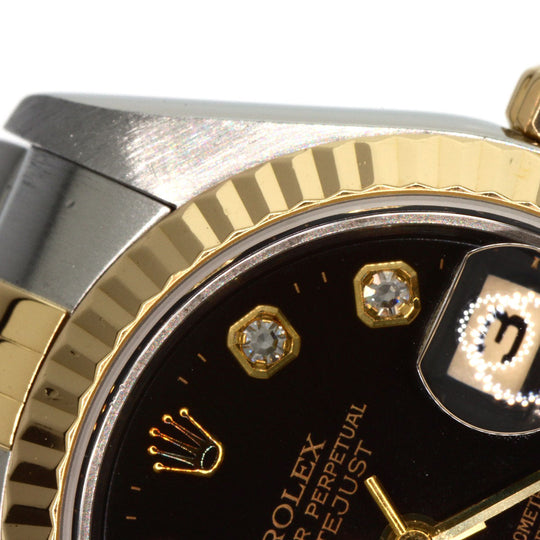ROLEX Watches Mechanical Automatic 79173G Stainless Steel , SSxK18YG gold Datejust 10P Diamond black dial Women Used Authentic