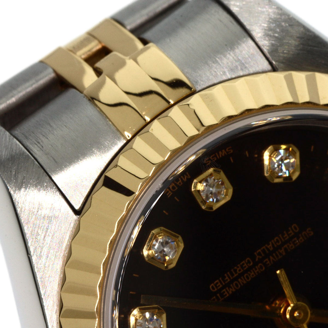 ROLEX Watches Mechanical Automatic 79173G Stainless Steel , SSxK18YG gold Datejust 10P Diamond black dial Women Used Authentic