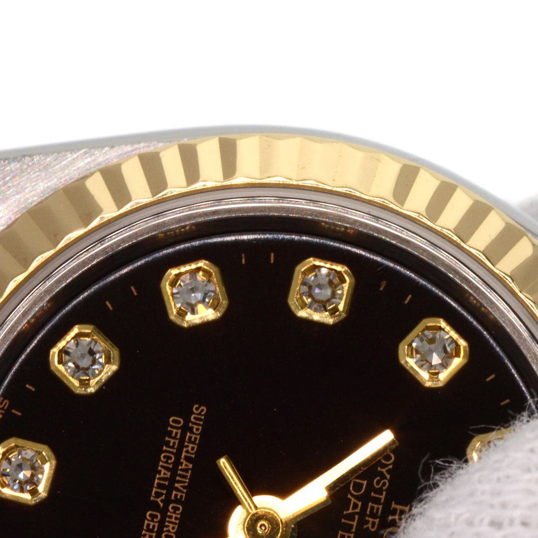ROLEX Watches Mechanical Automatic 79173G Stainless Steel , SSxK18YG gold Datejust 10P Diamond black dial Women Used Authentic