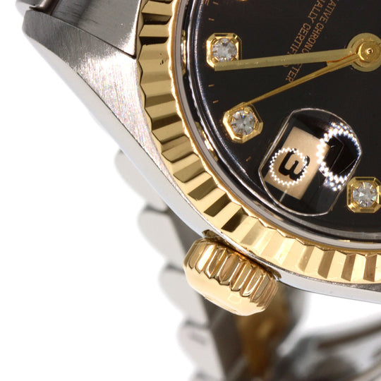 ROLEX Watches Mechanical Automatic 79173G Stainless Steel , SSxK18YG gold Datejust 10P Diamond black dial Women Used Authentic