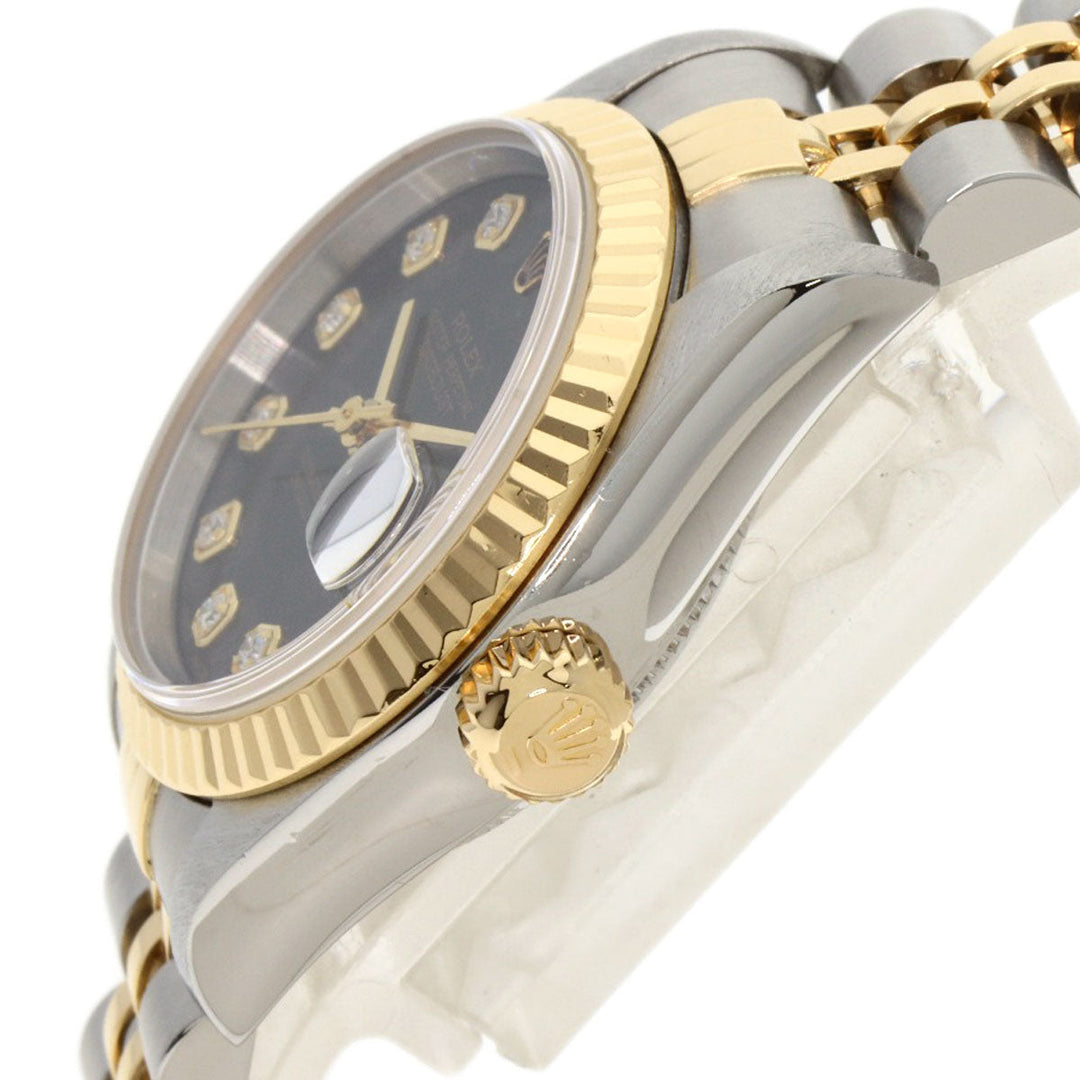 ROLEX Watches Mechanical Automatic 79173G Stainless Steel , SSxK18YG gold Datejust 10P Diamond black dial Women Used Authentic