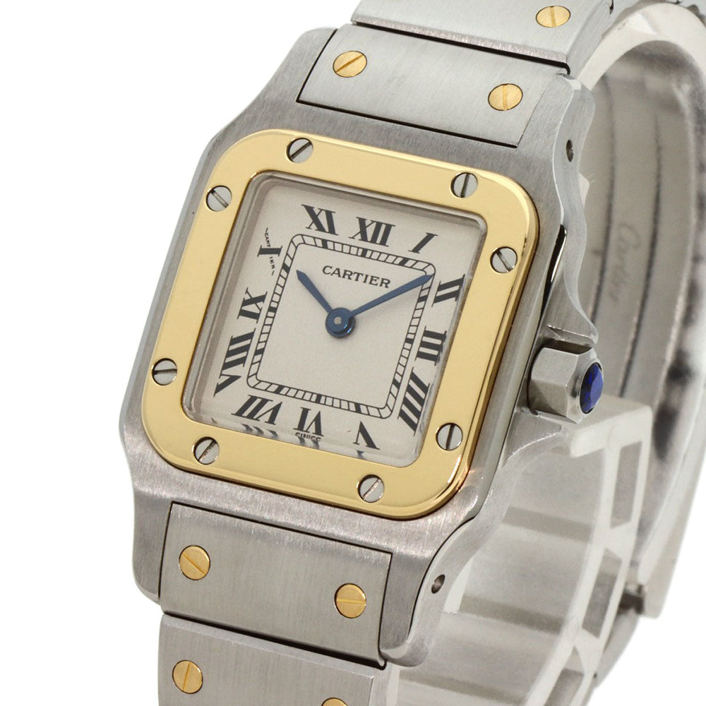 CARTIER Watches Quartz W20012C4 Stainless Steel , SSxK18YG gold Santos Galve SM Silver dial Women Used Authentic