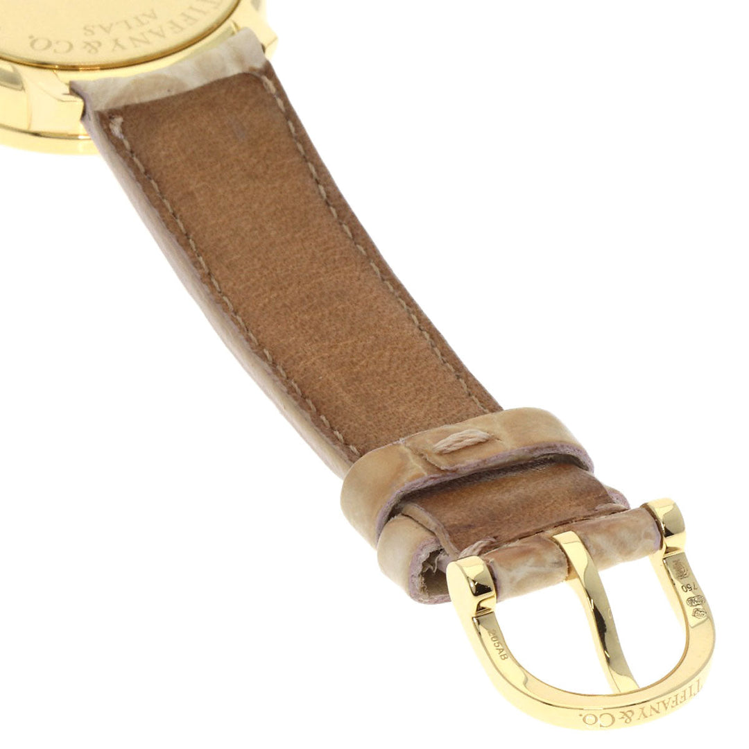 TIFFANY&Co. Watches Quartz Z1900.10.50E91A40B K18YG, leather gold Atlas Cocktail Round White shell dial Women Used Authentic