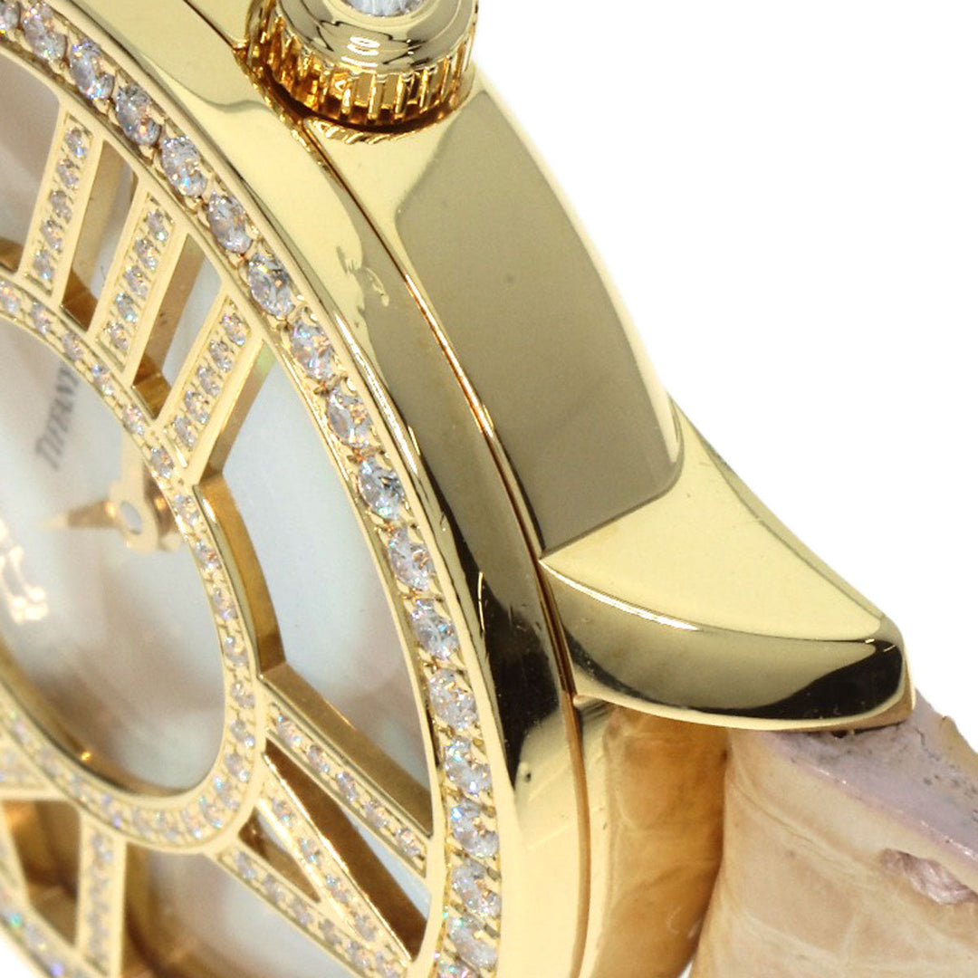 TIFFANY&Co. Watches Quartz Z1900.10.50E91A40B K18YG, leather gold Atlas Cocktail Round White shell dial Women Used Authentic