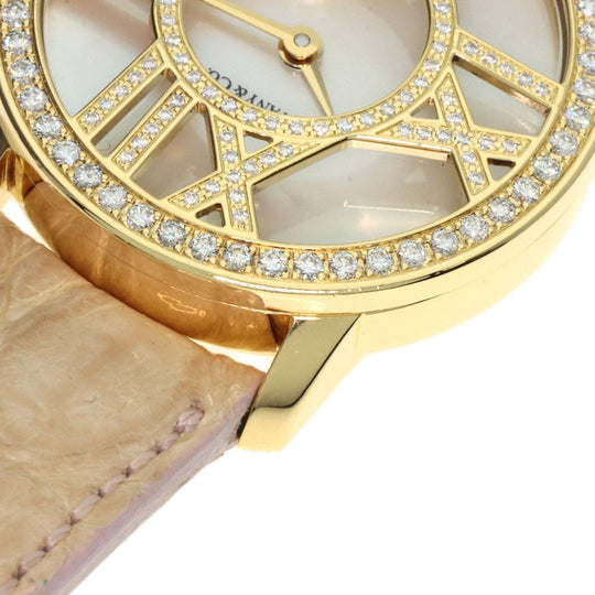 TIFFANY&Co. Watches Quartz Z1900.10.50E91A40B K18YG, leather gold Atlas Cocktail Round White shell dial Women Used Authentic