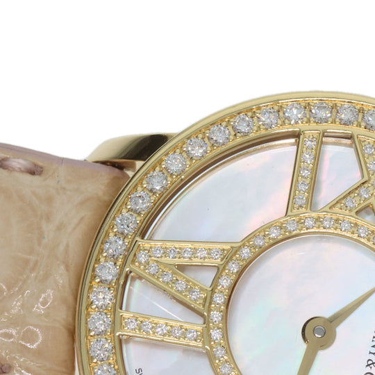TIFFANY&Co. Watches Quartz Z1900.10.50E91A40B K18YG, leather gold Atlas Cocktail Round White shell dial Women Used Authentic