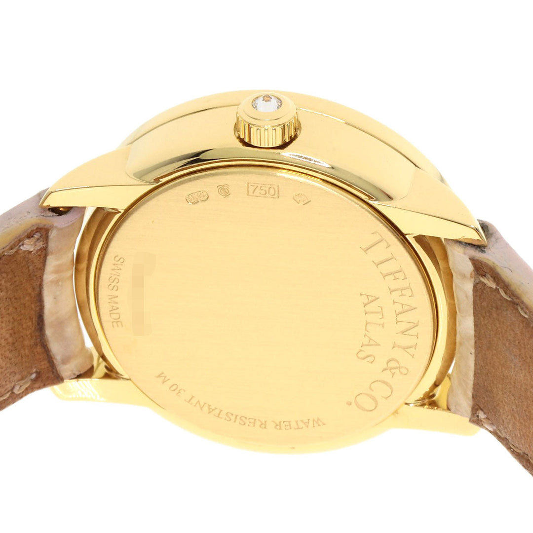 TIFFANY&Co. Watches Quartz Z1900.10.50E91A40B K18YG, leather gold Atlas Cocktail Round White shell dial Women Used Authentic