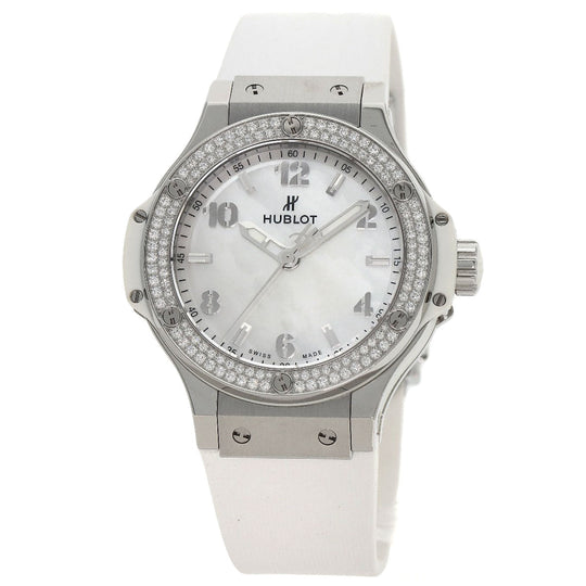HUBLOT Watches Quartz 361.SE.6010.RW.1104 Stainless Steel, Rubber, Diamond Silver Big bang diamond White shell dial Boys Used Authentic