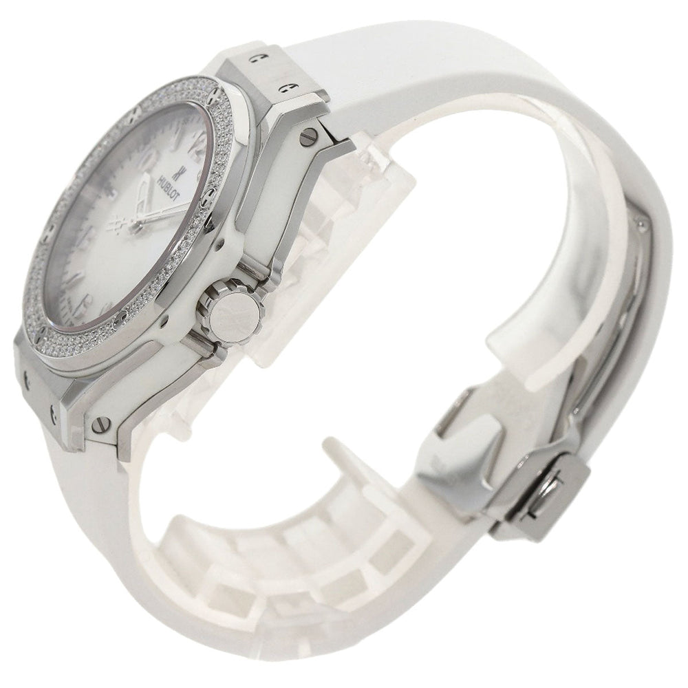 HUBLOT Watches Quartz 361.SE.6010.RW.1104 Stainless Steel, Rubber, Diamond Silver Big bang diamond White shell dial Boys Used Authentic