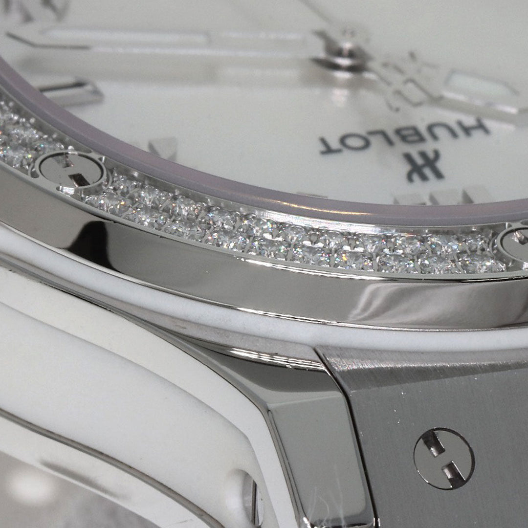 HUBLOT Watches Quartz 361.SE.6010.RW.1104 Stainless Steel, Rubber, Diamond Silver Big bang diamond White shell dial Boys Used Authentic
