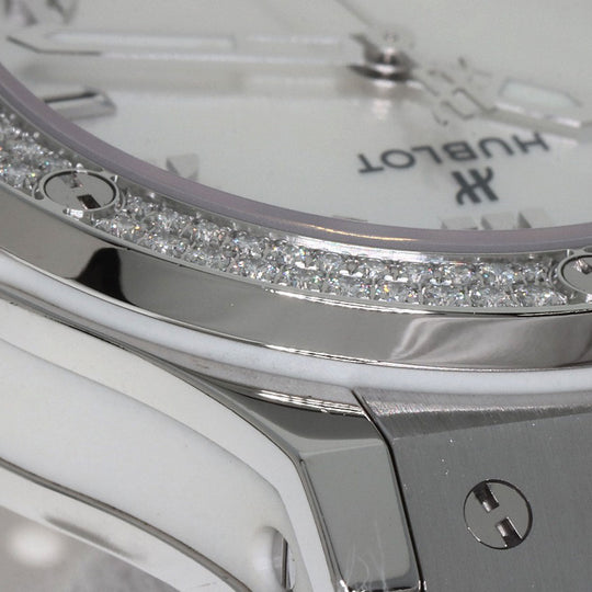 HUBLOT Watches Quartz 361.SE.6010.RW.1104 Stainless Steel, Rubber, Diamond Silver Big bang diamond White shell dial Boys Used Authentic