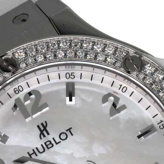 HUBLOT Watches Quartz 361.SE.6010.RW.1104 Stainless Steel, Rubber, Diamond Silver Big bang diamond White shell dial Boys Used Authentic