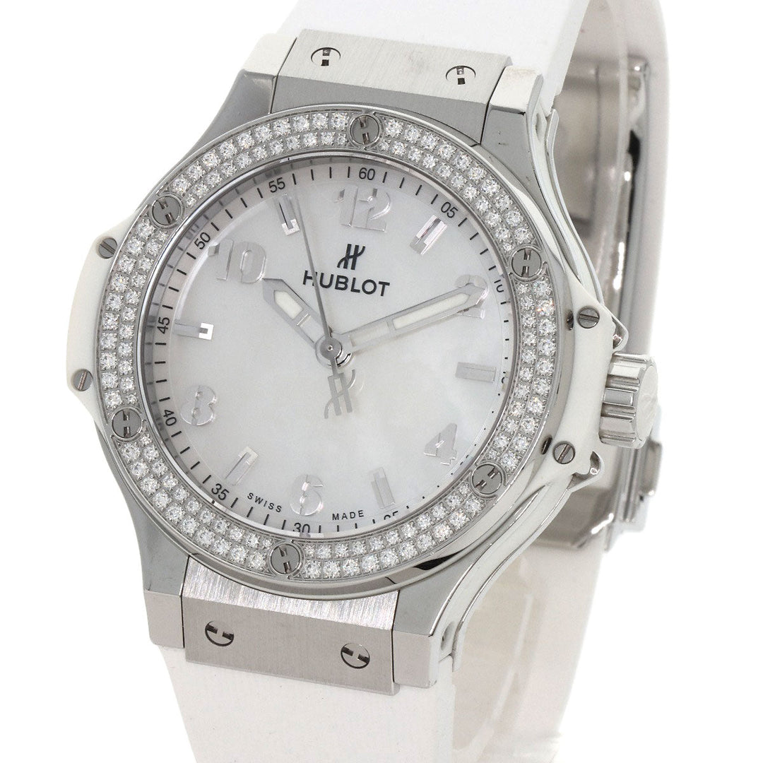 HUBLOT Watches Quartz 361.SE.6010.RW.1104 Stainless Steel, Rubber, Diamond Silver Big bang diamond White shell dial Boys Used Authentic