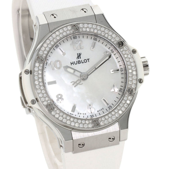 HUBLOT Watches Quartz 361.SE.6010.RW.1104 Stainless Steel, Rubber, Diamond Silver Big bang diamond White shell dial Boys Used Authentic