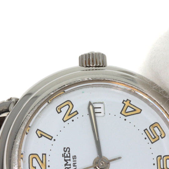 HERMES Watches Quartz PU2.210 Stainless Steel Silver Pullman white dial Women Used Authentic