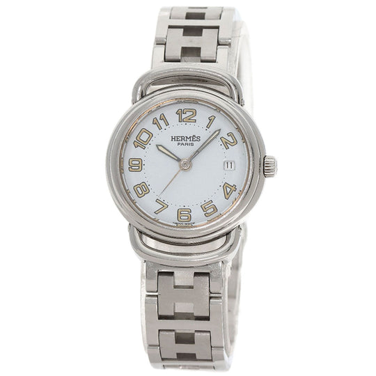 HERMES Watches Quartz PU2.210 Stainless Steel Silver Pullman white dial Women Used Authentic