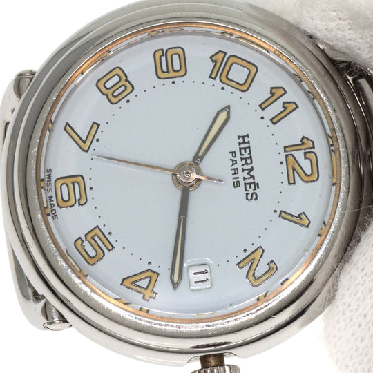HERMES Watches Quartz PU2.210 Stainless Steel Silver Pullman white dial Women Used Authentic