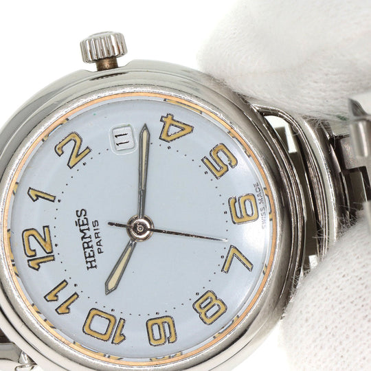 HERMES Watches Quartz PU2.210 Stainless Steel Silver Pullman white dial Women Used Authentic