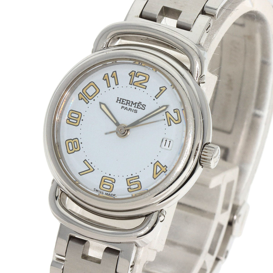 HERMES Watches Quartz PU2.210 Stainless Steel Silver Pullman white dial Women Used Authentic