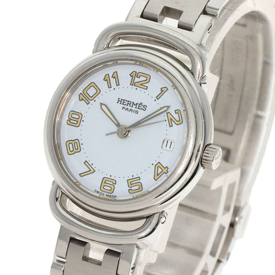 HERMES Watches Quartz PU2.210 Stainless Steel Silver Pullman white dial Women Used Authentic
