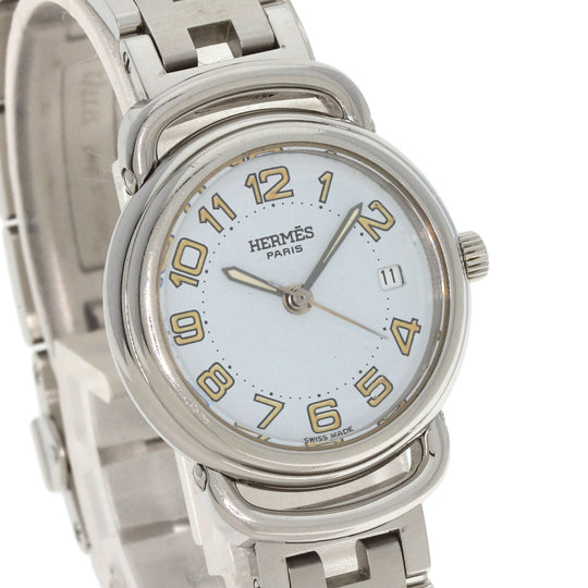 HERMES Watches Quartz PU2.210 Stainless Steel Silver Pullman white dial Women Used Authentic