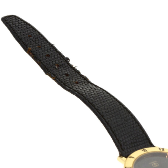 GUCCI Watches Quartz 3001M Gold Plated, Leather gold Round face black dial mens Used Authentic