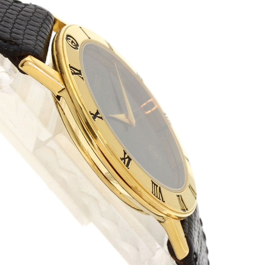 GUCCI Watches Quartz 3001M Gold Plated, Leather gold Round face black dial mens Used Authentic