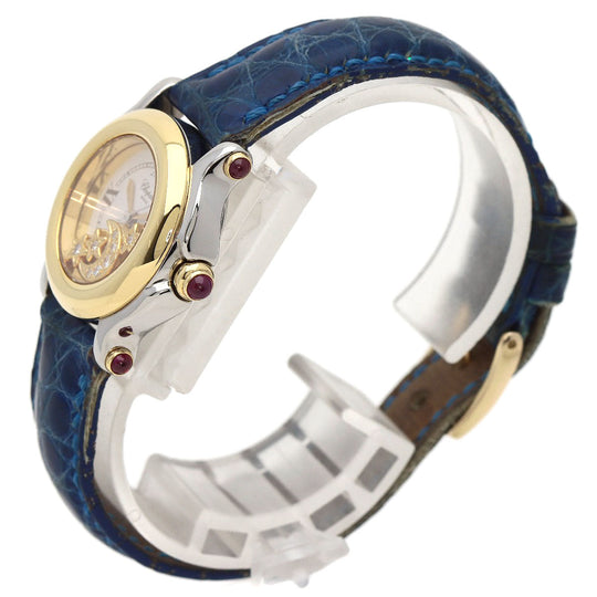 Chopard Watches Quartz 27/8246 Stainless Steel, Leather, K18YG gold Happy sports Ivory dial Women Used Authentic