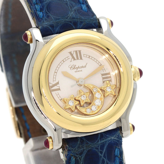 Chopard Watches Quartz 27/8246 Stainless Steel, Leather, K18YG gold Happy sports Ivory dial Women Used Authentic