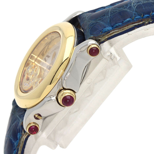 Chopard Watches Quartz 27/8246 Stainless Steel, Leather, K18YG gold Happy sports Ivory dial Women Used Authentic