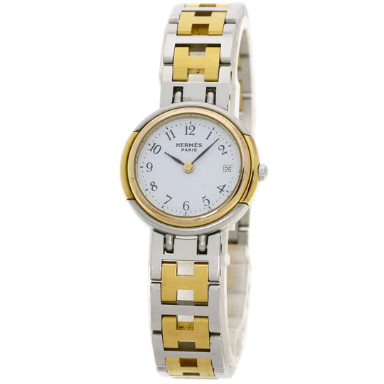 HERMES Watches Quartz Stainless Steel, Combination Silver Windsor white dial Women Used Authentic